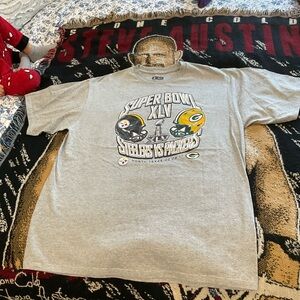 Gray Super Bowl XLV T-Shirt packers vs Steelers xl